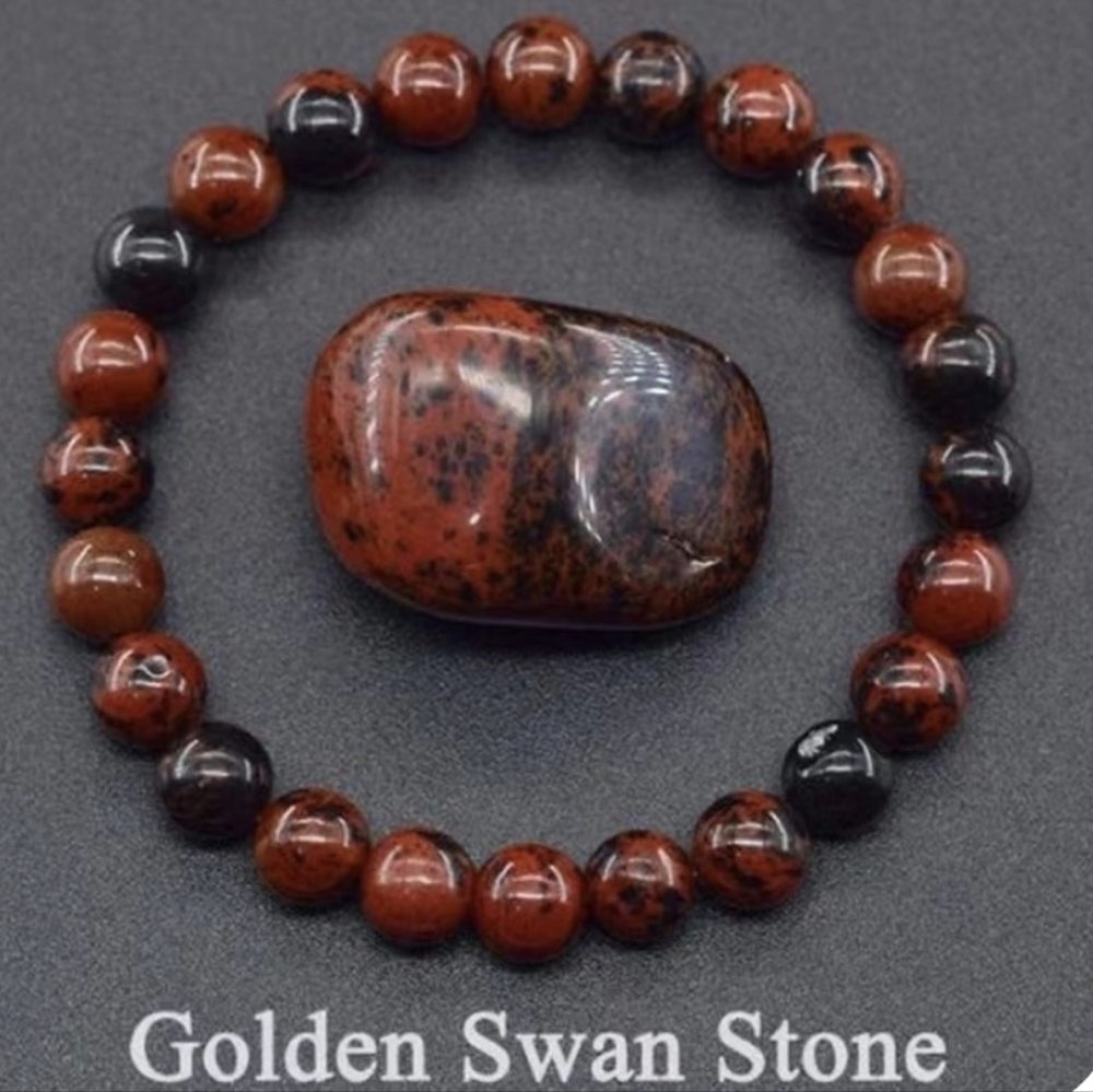 Golden Swan Stone Beaded Bracelet
